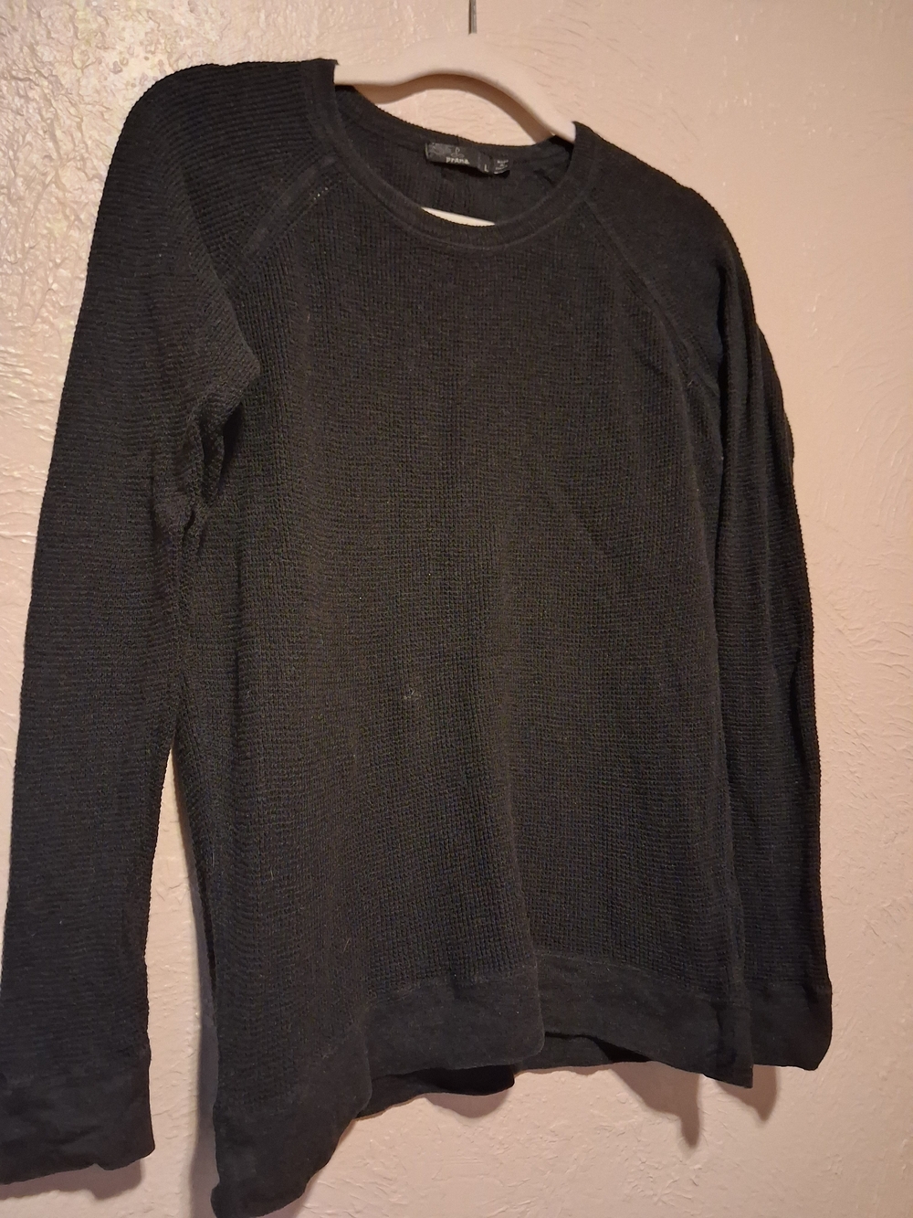 Prana Women's Black Waffle Crewneck Pullover